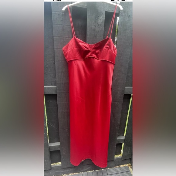 WAYF Women's Sweetheart Neck Sleeveless Cami Maxi Slip Dress in Red Size L NWT - Picture 6 of 16